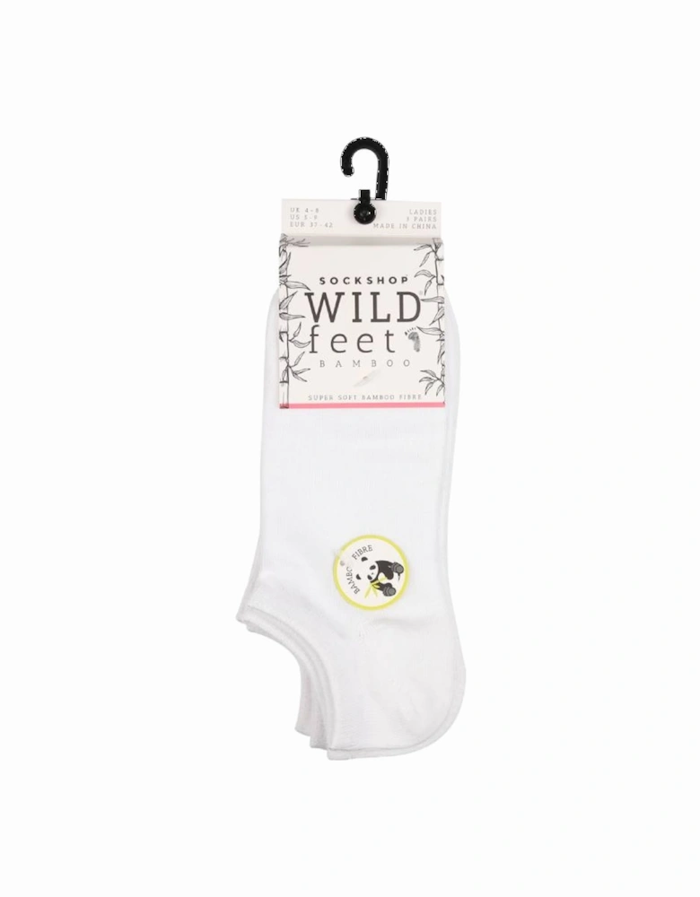 WildFeet Women's 3-Pack Trainer Socks White With Contrast Foot Logo