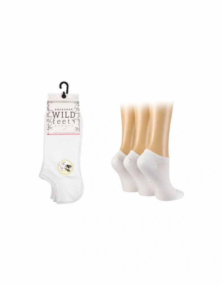 WildFeet Women's 3-Pack Trainer Socks White With Contrast Foot Logo