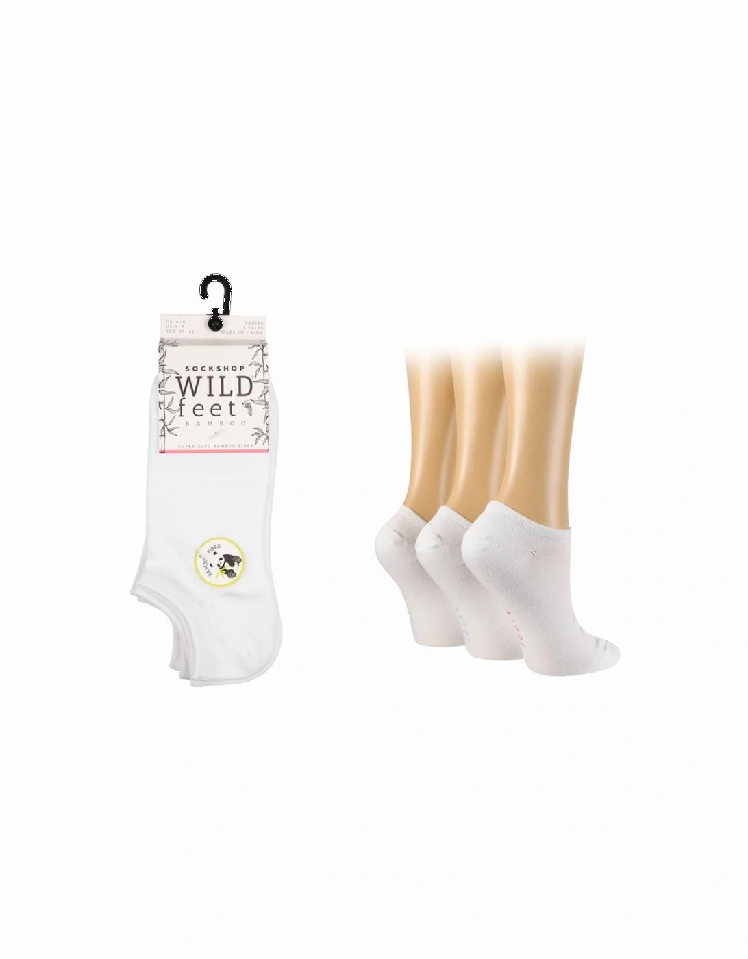 WildFeet Women's 3-Pack Trainer Socks White With Contrast Foot Logo, 4 of 3