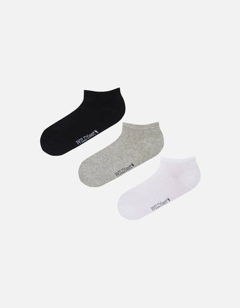 WildFeet Men's 3-Pack Trainer Socks White/Grey/Black
