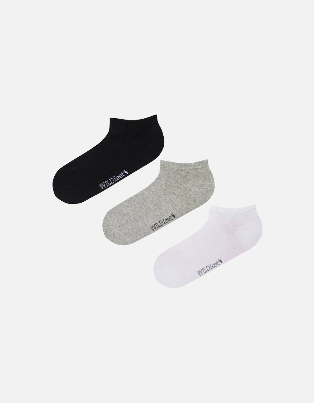 WildFeet Men's 3-Pack Trainer Socks White/Grey/Black