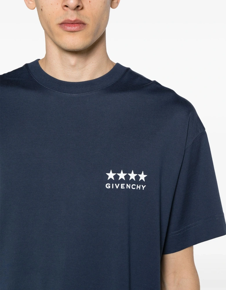 4G Stars Logo T-Shirt in Navy
