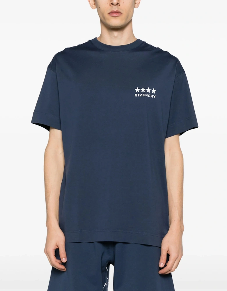 4G Stars Logo T-Shirt in Navy