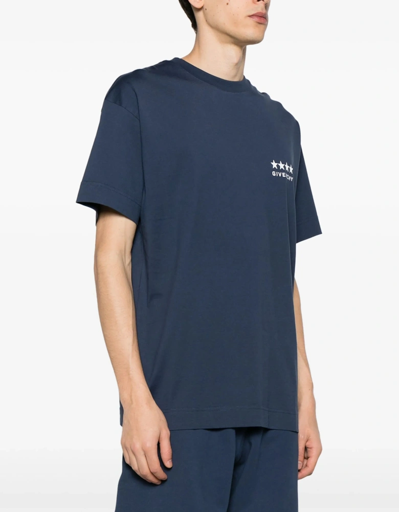 4G Stars Logo T-Shirt in Navy