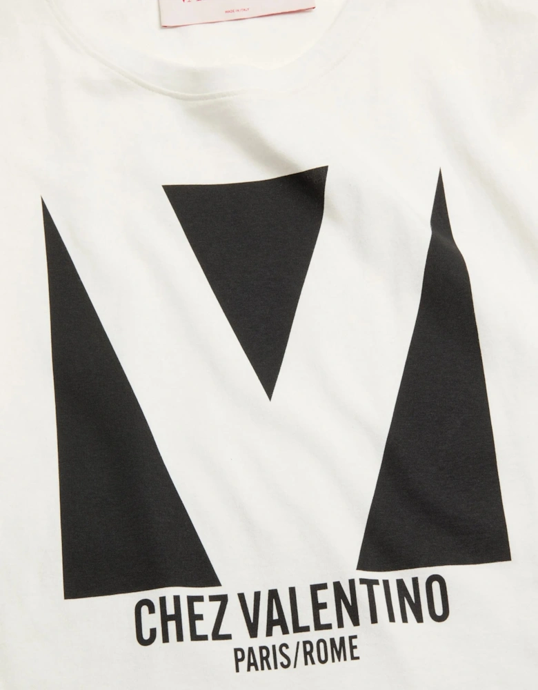 Chez Print Jersey T-Shirt in White