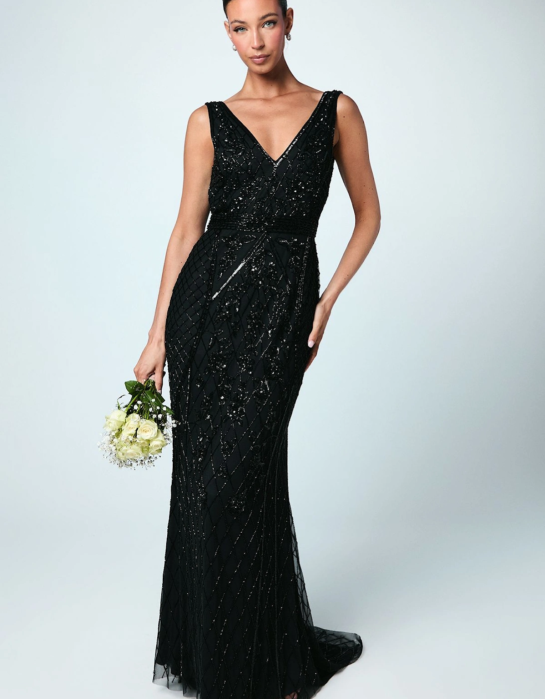 Plunge Floral Embellished Bridesmaids Dress, 2 of 1