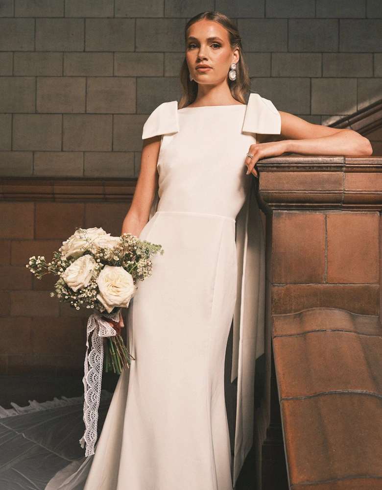 Bow Detail Button Back Maxi Wedding Dress