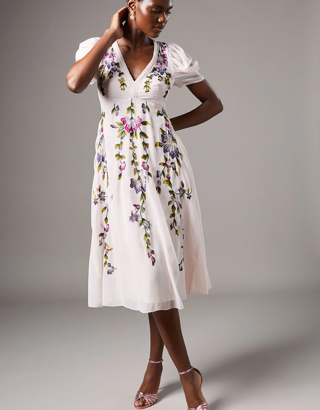 Embroidered Midi Dress, 2 of 1