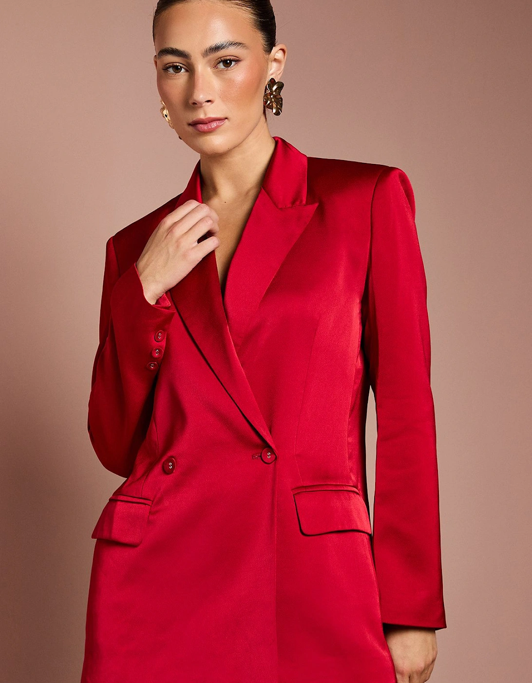 Satin Double Breasted Blazer, 2 of 1