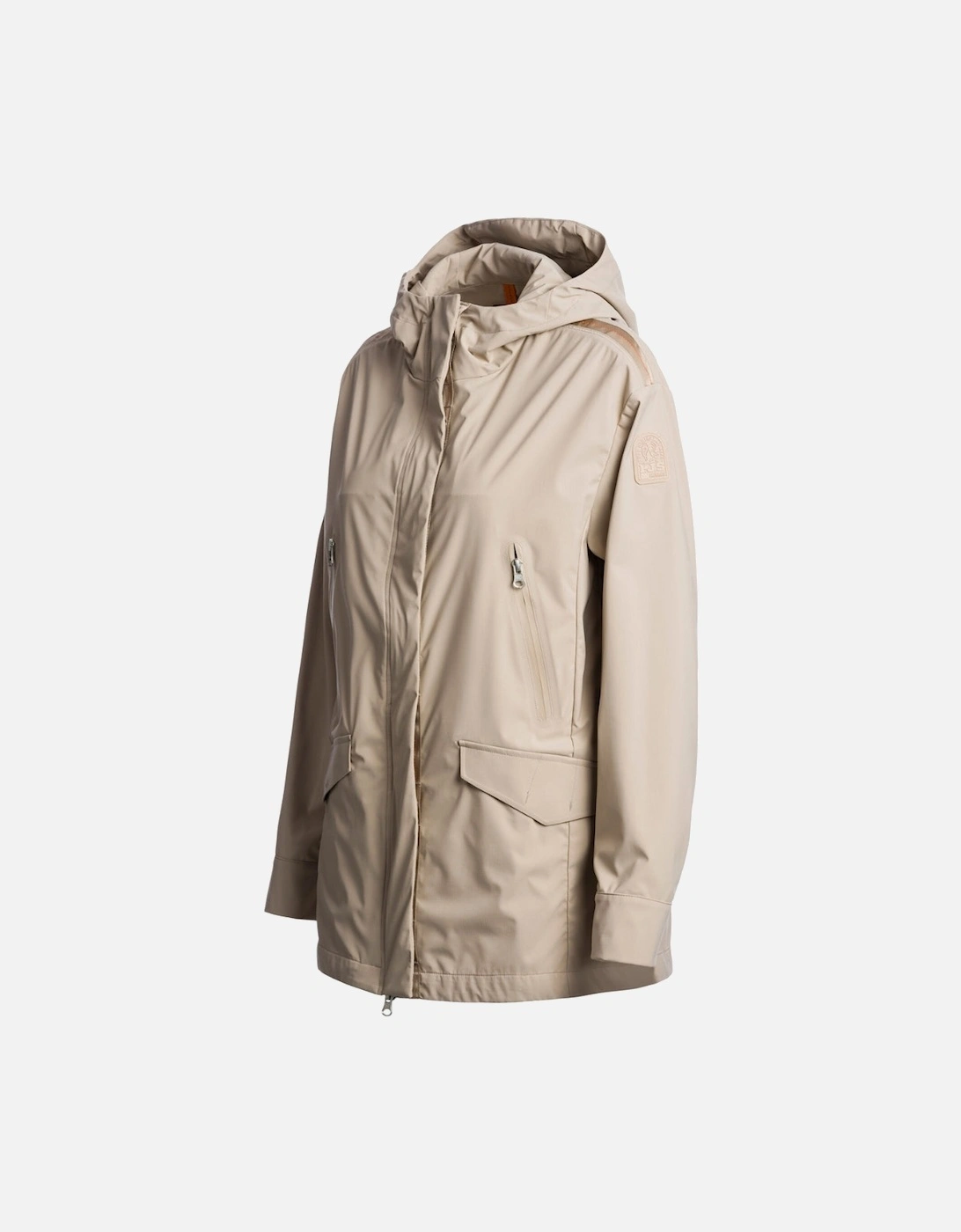 Long Cream Hooded Jacket