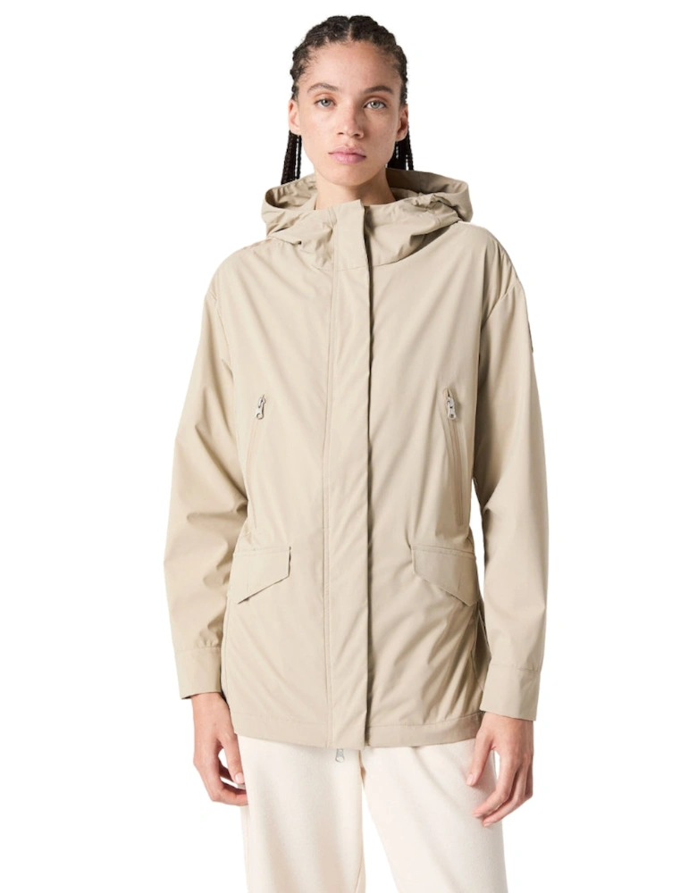 Long Cream Hooded Jacket