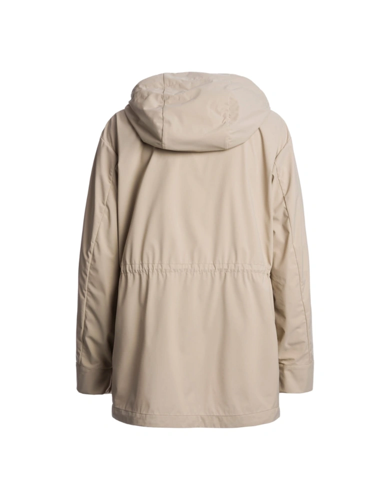 Long Cream Hooded Jacket
