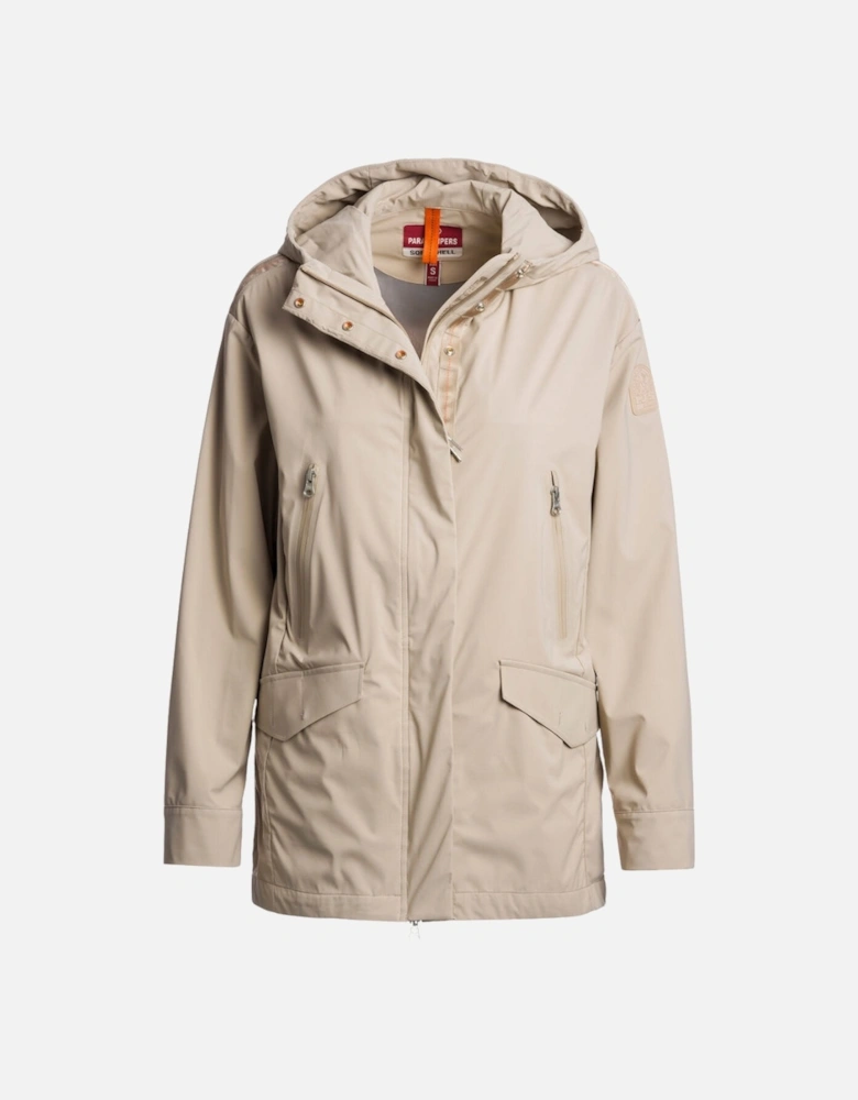Long Cream Hooded Jacket