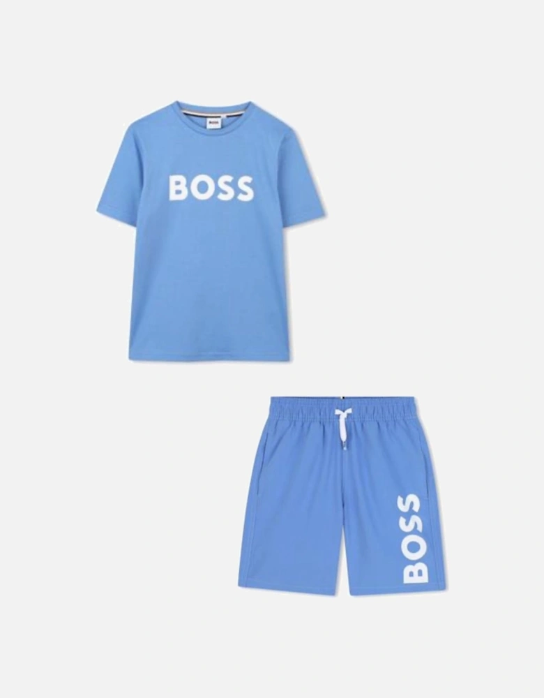 BOSS MID BLUE SWIMSHORTS SET