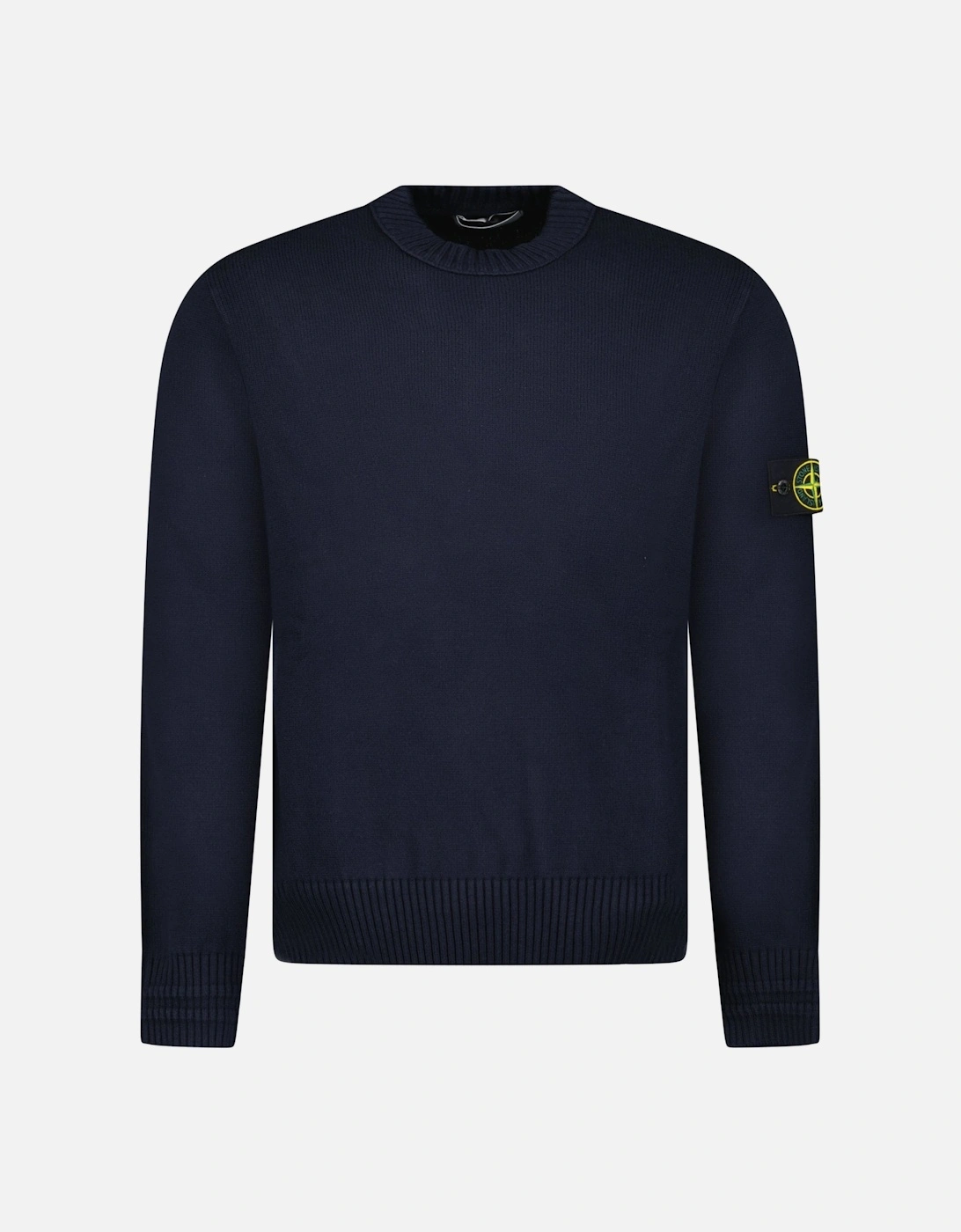 Thick Knitted Compass-Badge Sweater in Navy Blue, 5 of 4