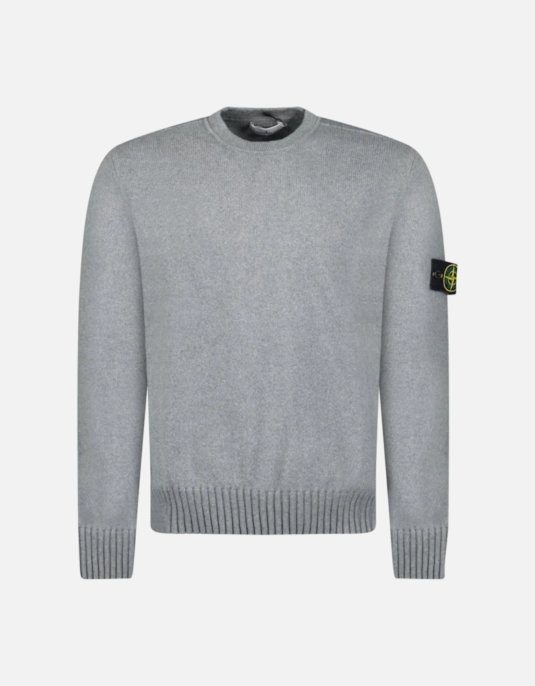 Thick Knitted Compass-Badge Sweater in Grey