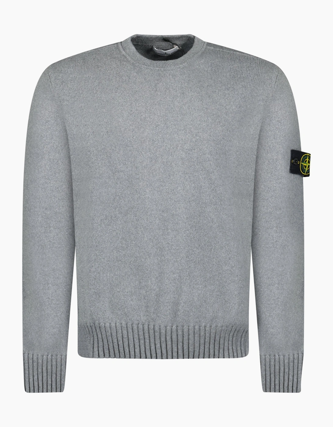 Stone Island Men's Grey Thick Knitted Compass-Badge Sweater In - Size: 42