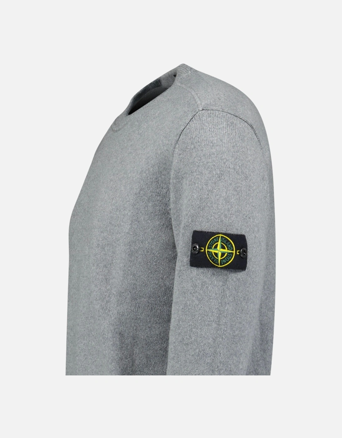 Thick Knitted Compass-Badge Sweater in Grey