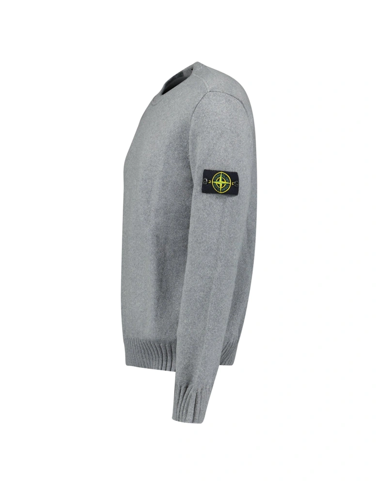 Thick Knitted Compass-Badge Sweater in Grey