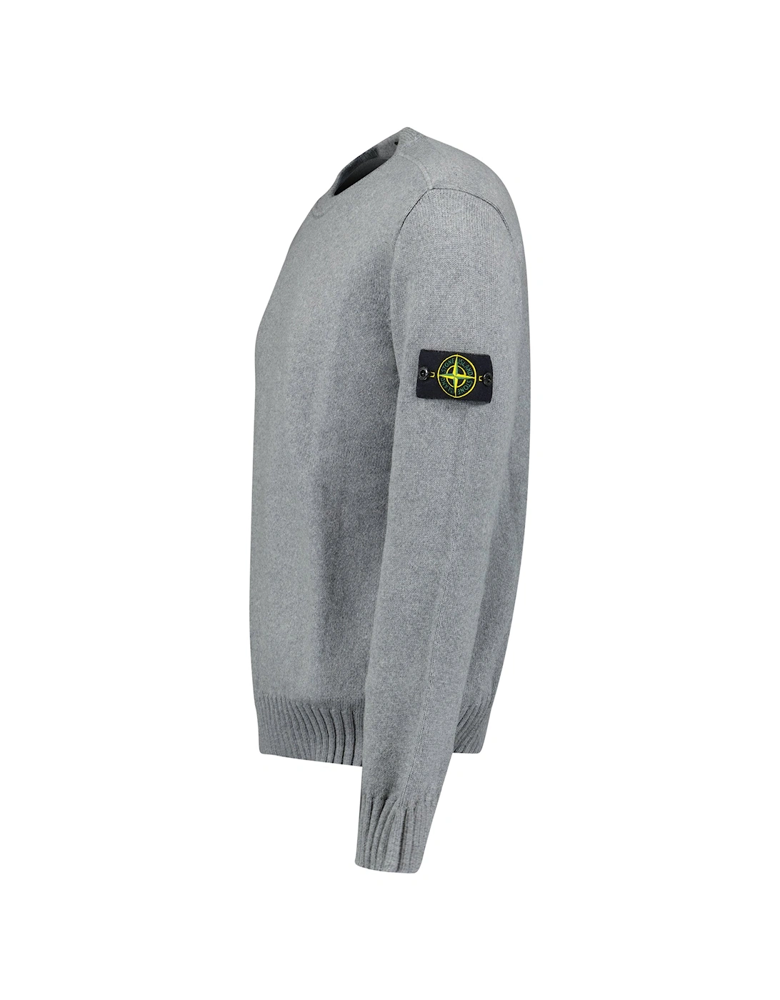 Thick Knitted Compass-Badge Sweater in Grey