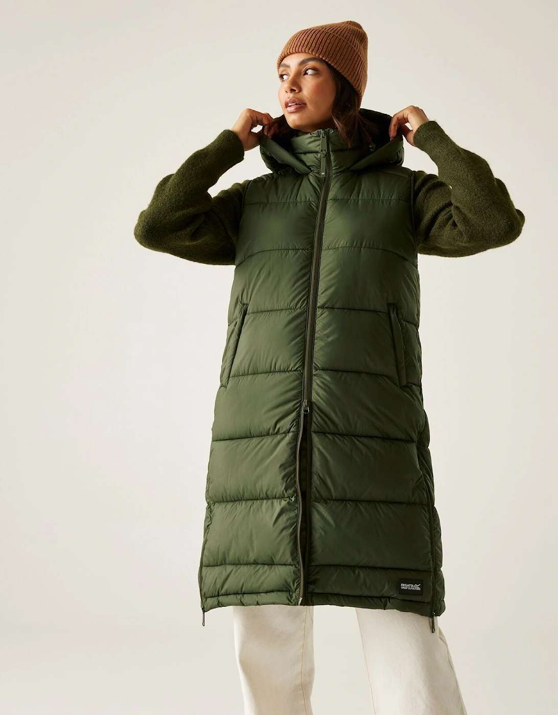Womens Ganella Baffled Longline Gilet, 2 of 1