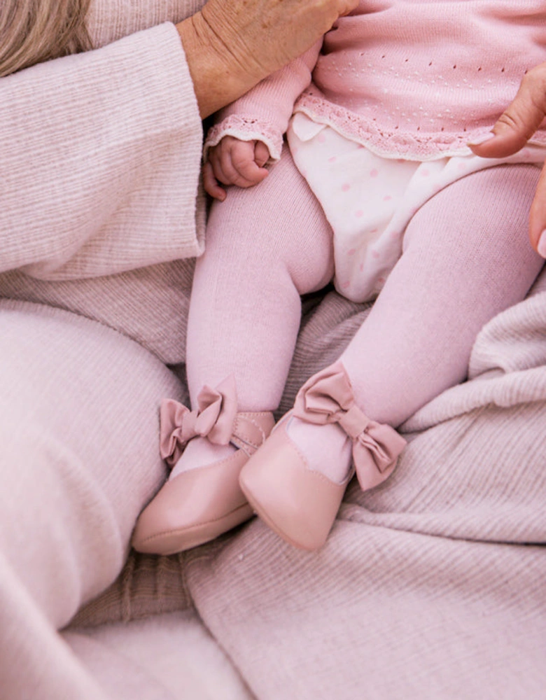 Girls Pink Bow Soft Sole Shoes