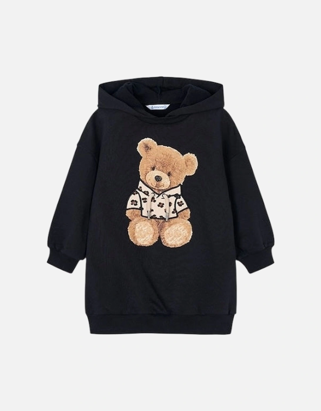 Girls Black Hooded Jumper Dress, 4 of 3