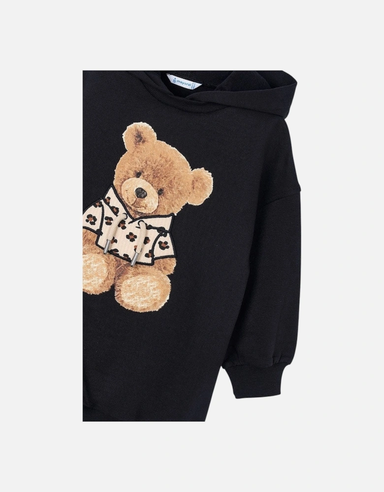 Girls Black Hooded Jumper Dress