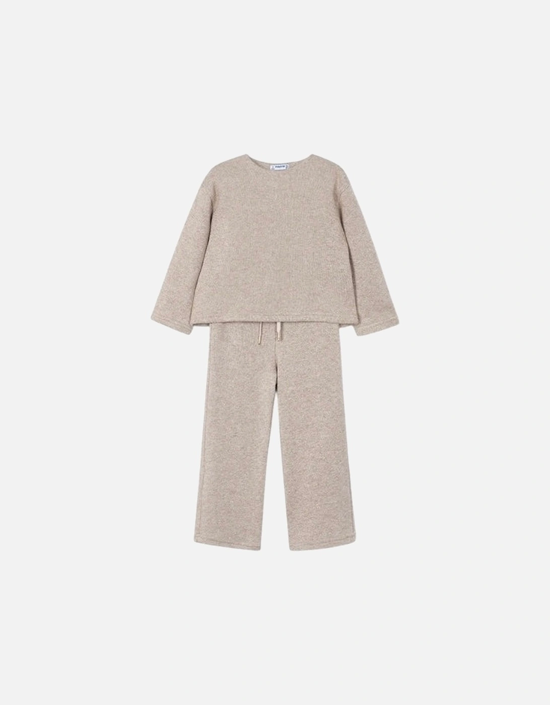 Girls Beige Shimmer Bow Tracksuit, 7 of 6