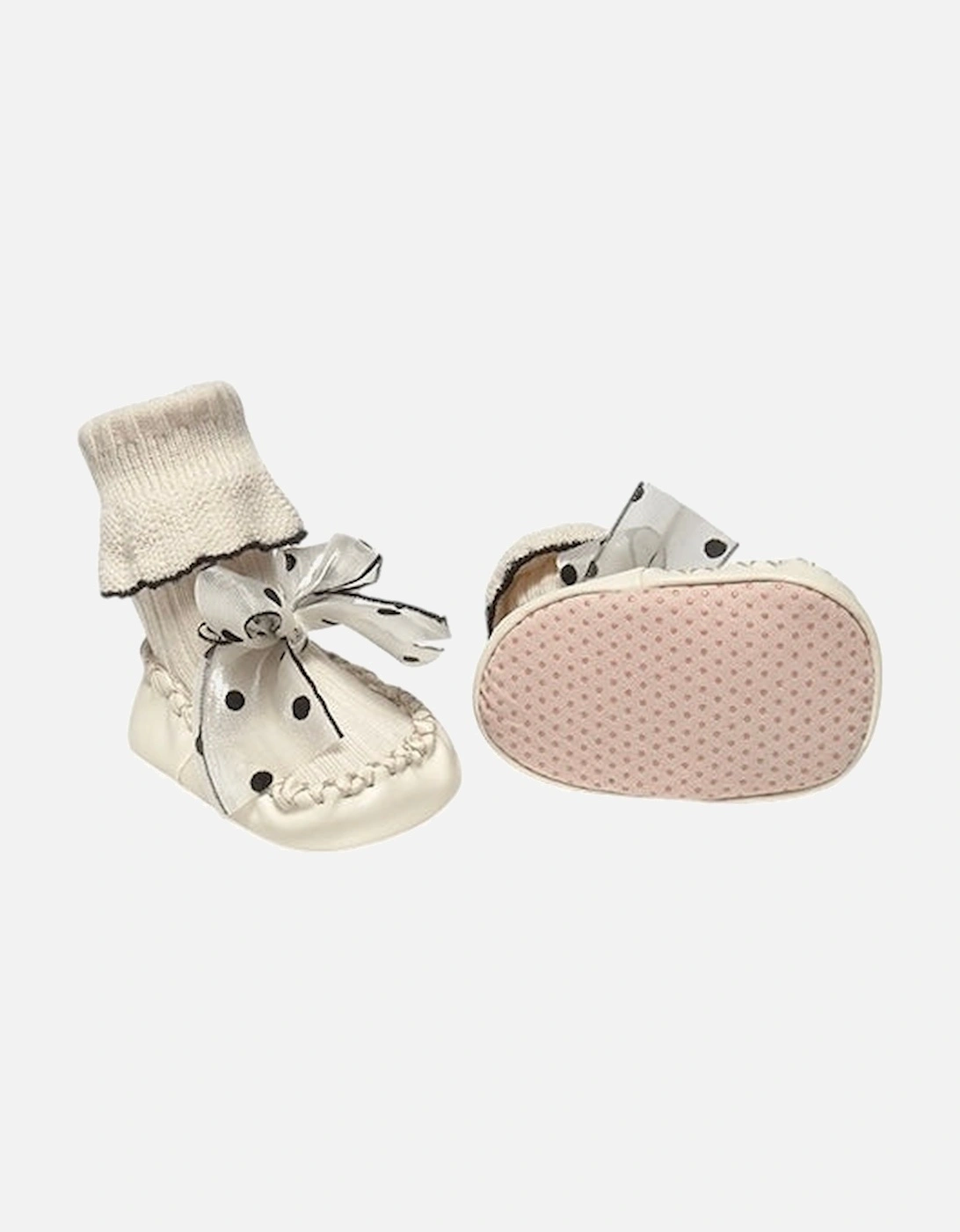 Girls Cream Bow Soft Sole Shoes
