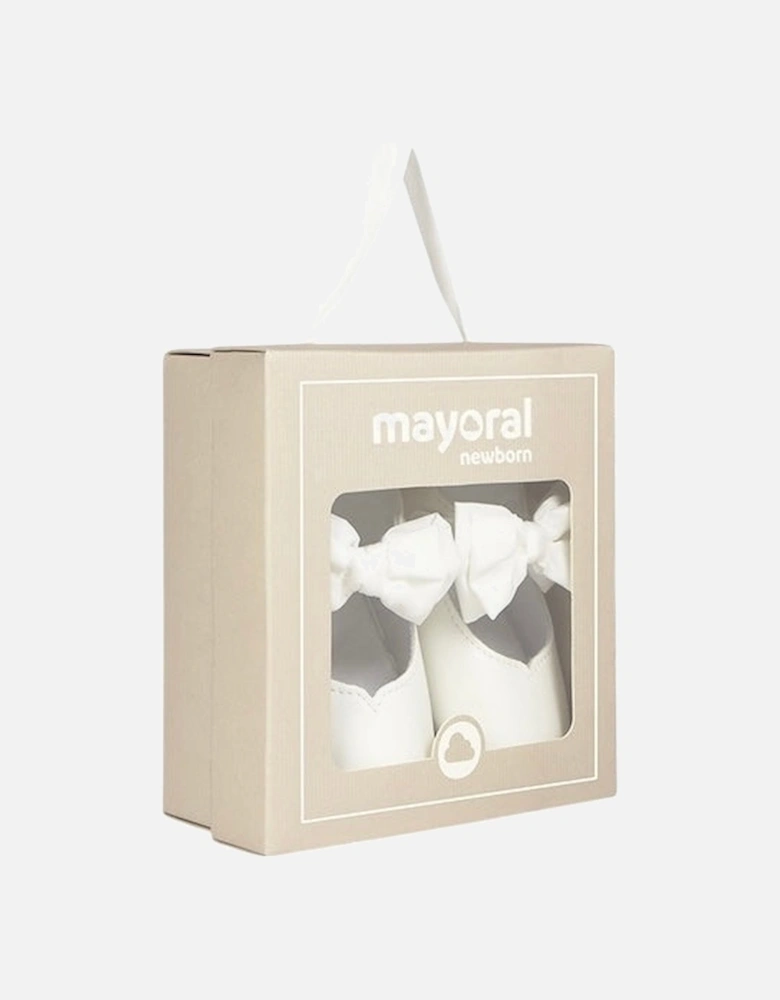 Girls Off White Bow Soft Sole Shoes
