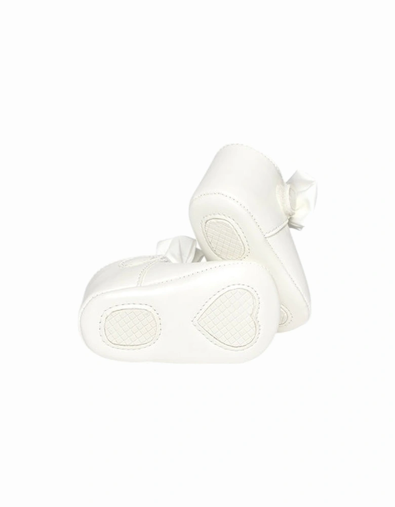 Girls Off White Bow Soft Sole Shoes