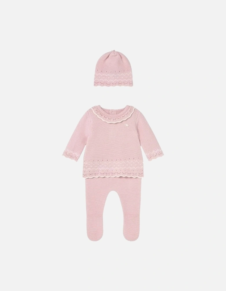 Girls Pale Pink Knit Pant Set