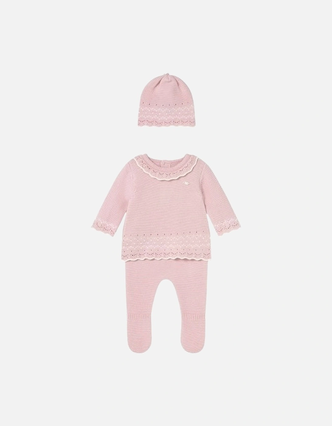 Girls Pale Pink Knit Pant Set, 6 of 5