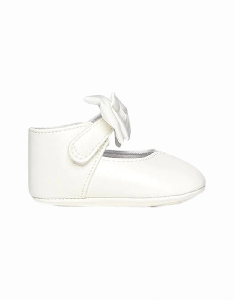 Girls Off White Bow Soft Sole Shoes