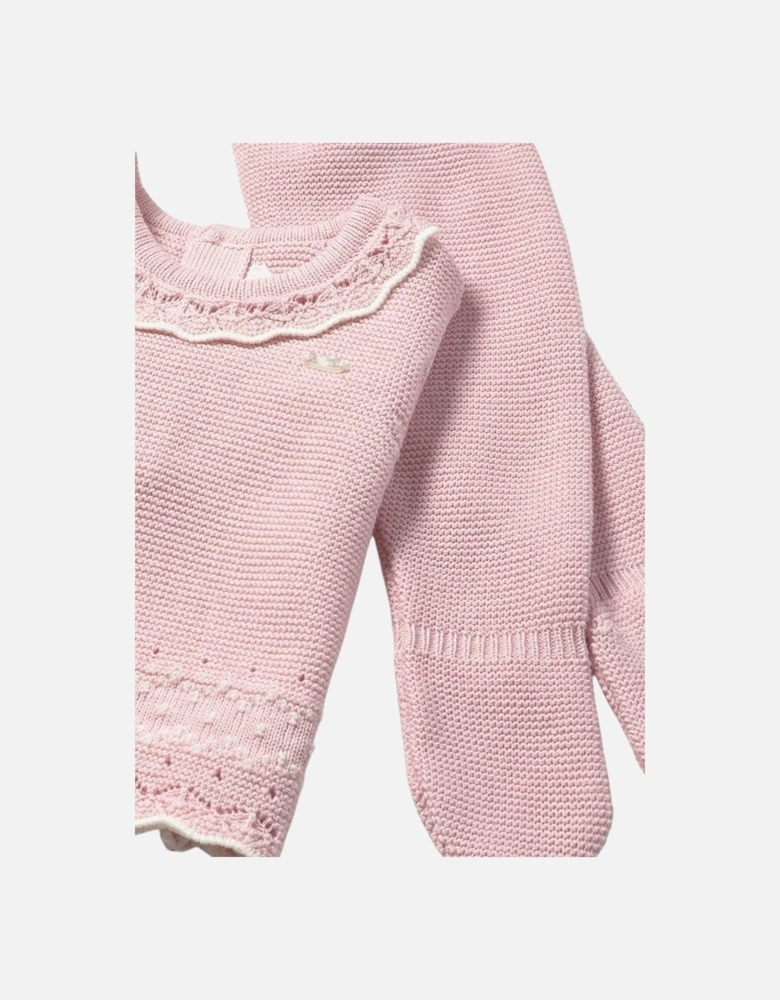 Girls Pale Pink Knit Pant Set