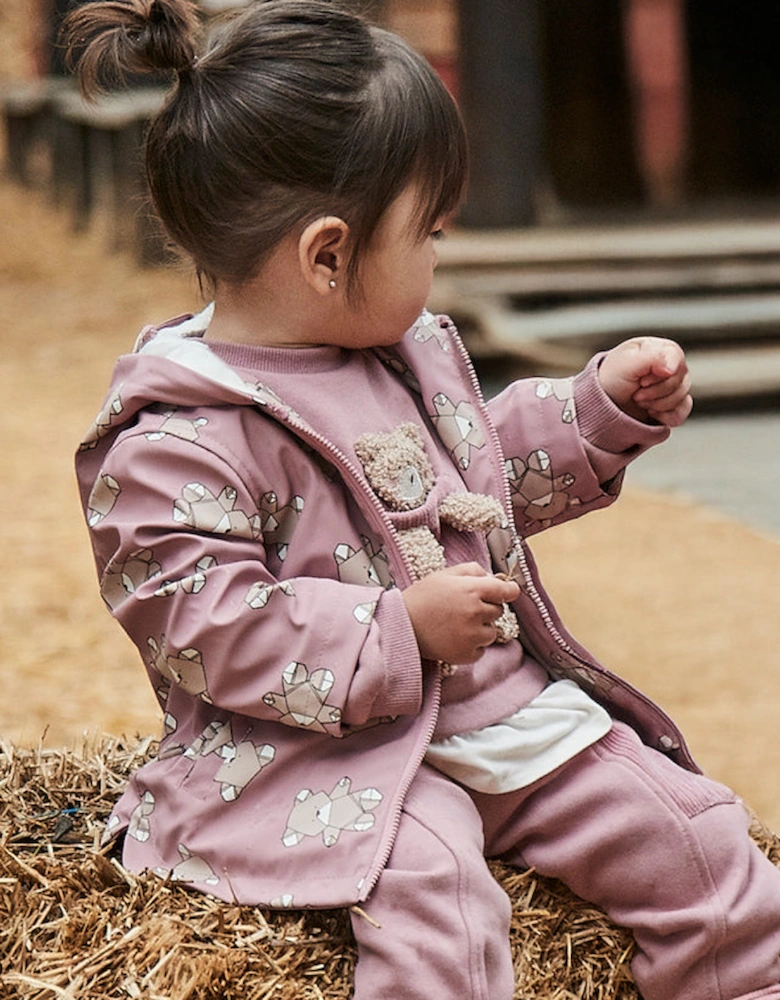 Girls Pink Bear Rain Coat
