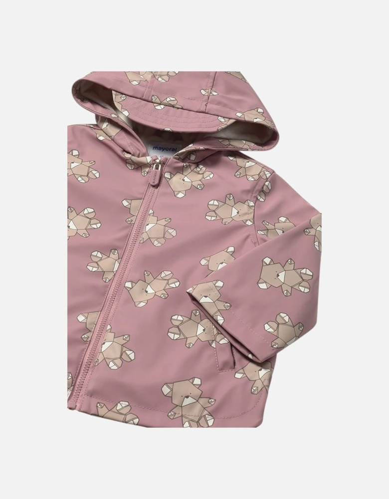 Girls Pink Bear Rain Coat