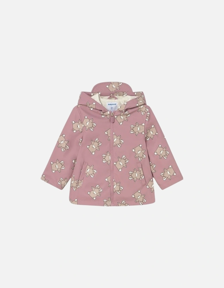 Girls Pink Bear Rain Coat