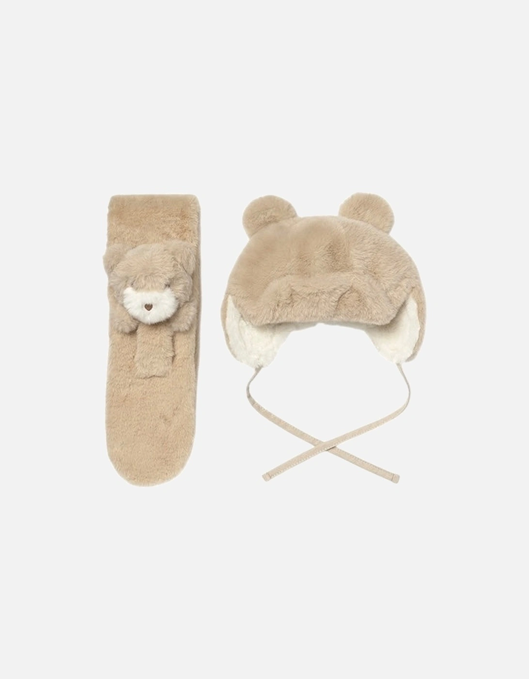 Mayoral Faux Fur Bear Hat and Scarf Set - Size: 3 years