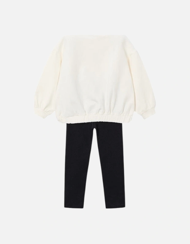 Girls Black Bow Jumper Legging Set