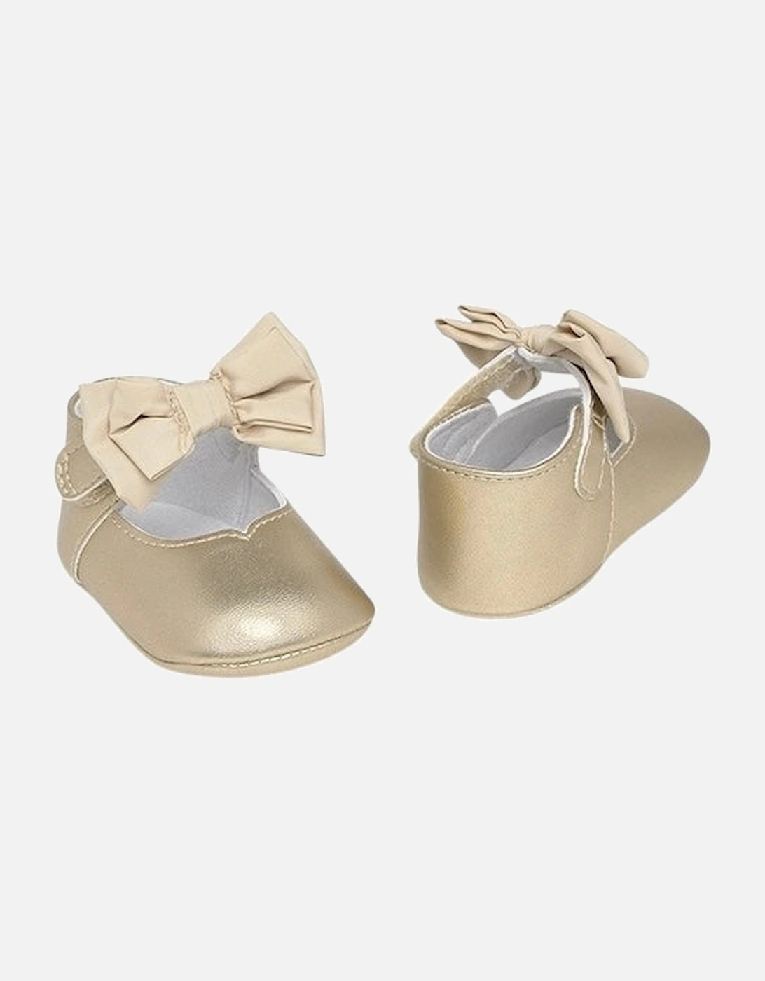 Girls Gold Bow Soft Sole Shoes, 5 of 4