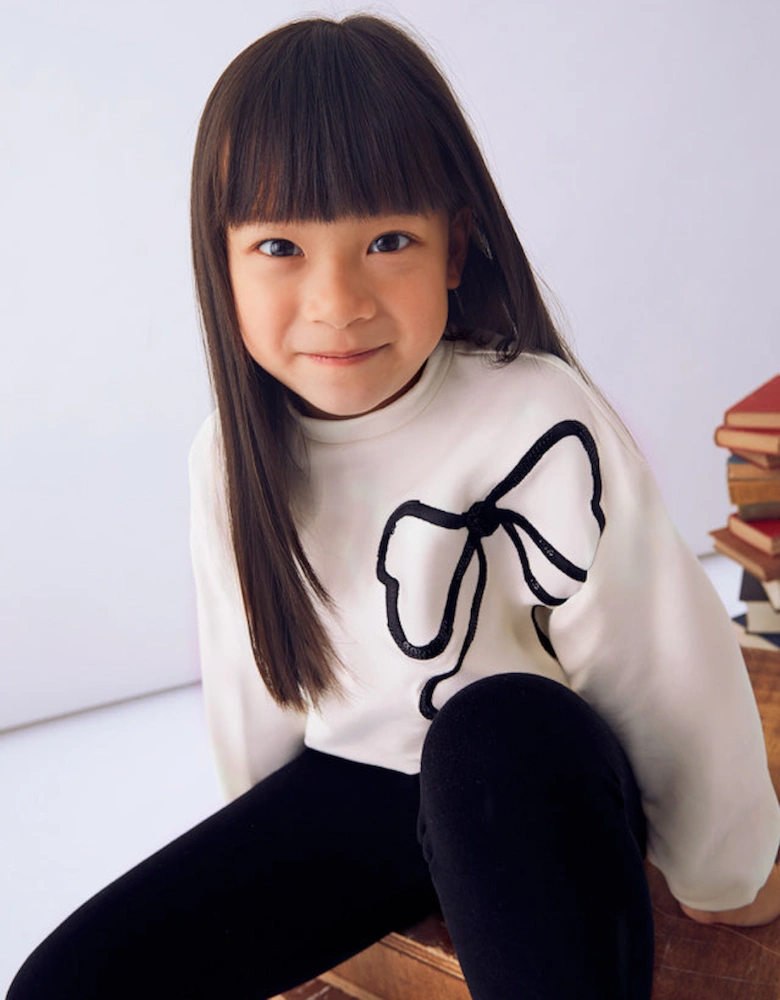 Girls Black Bow Jumper Legging Set