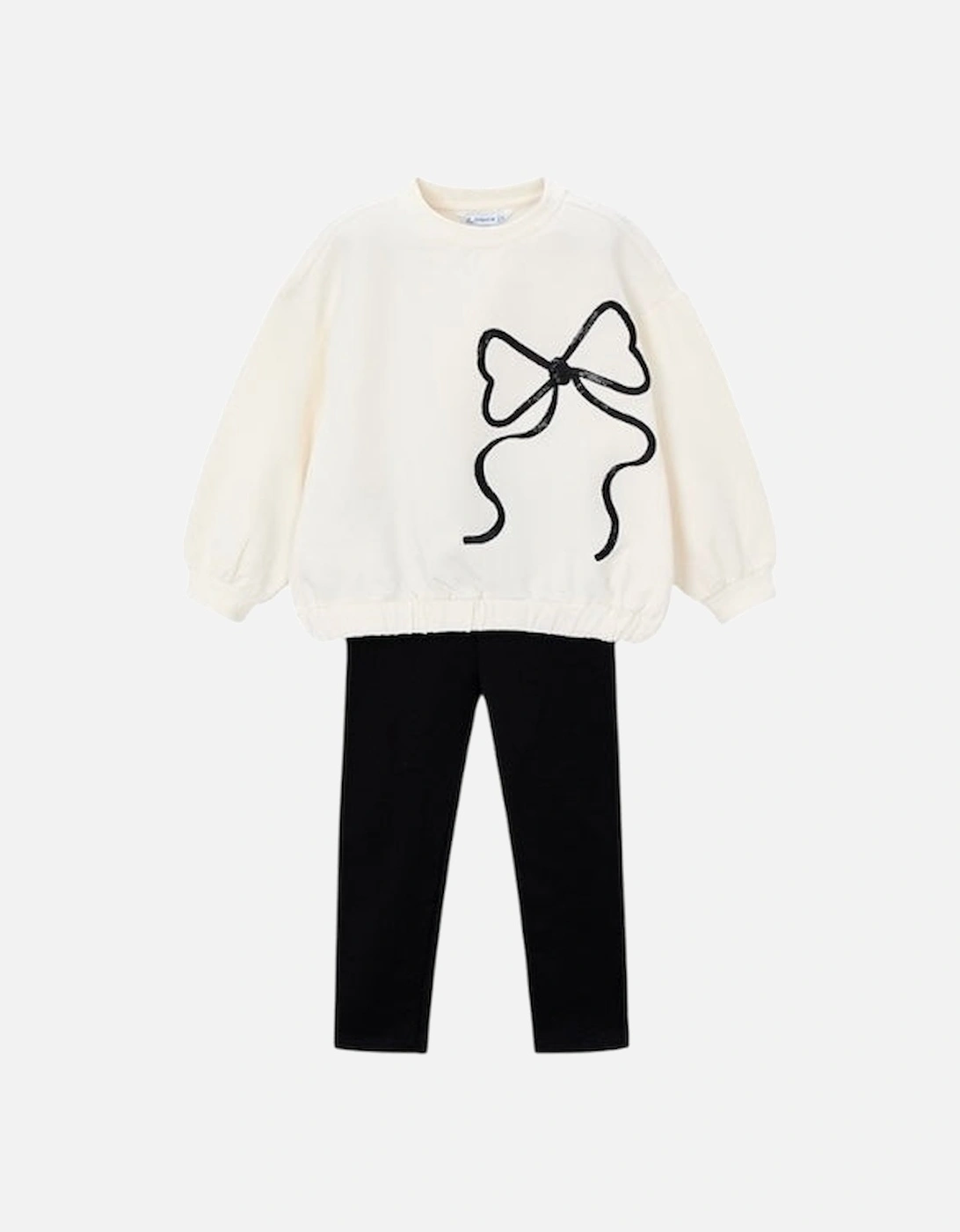 Girls Black Bow Jumper Legging Set, 6 of 5