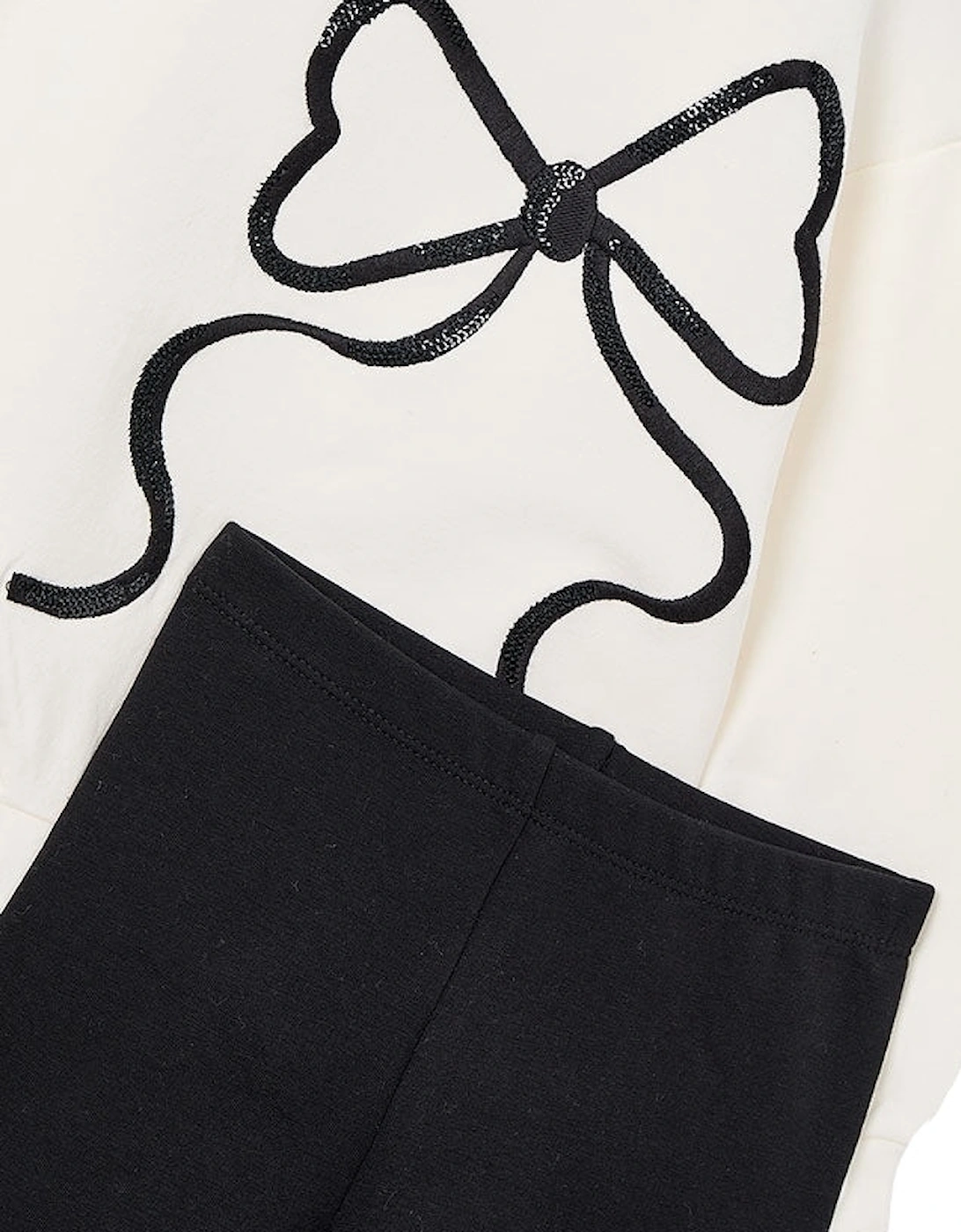 Girls Black Bow Jumper Legging Set