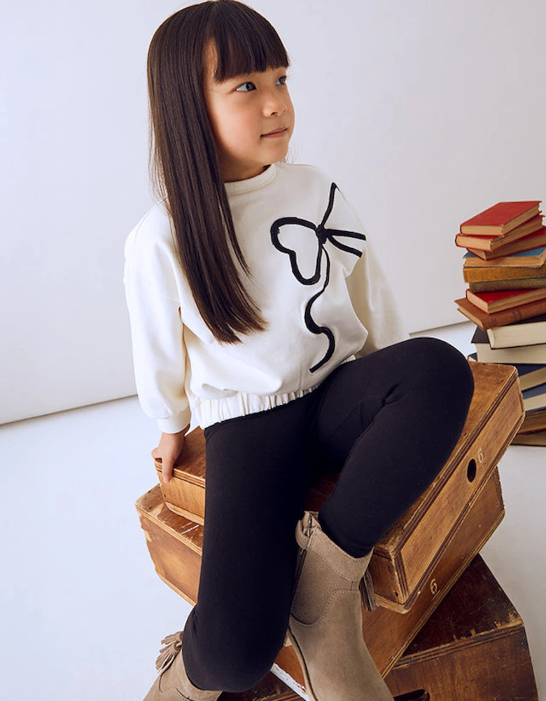 Girls Black Bow Jumper Legging Set