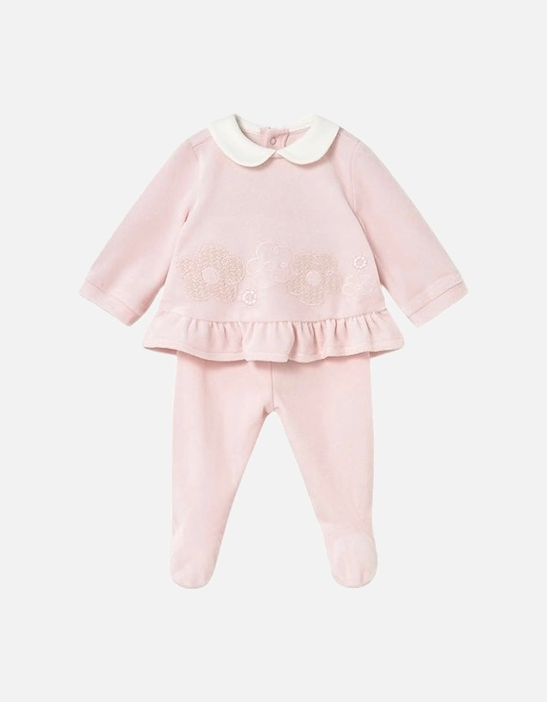 Girls Pale Pink Velour Pant Set, 4 of 3