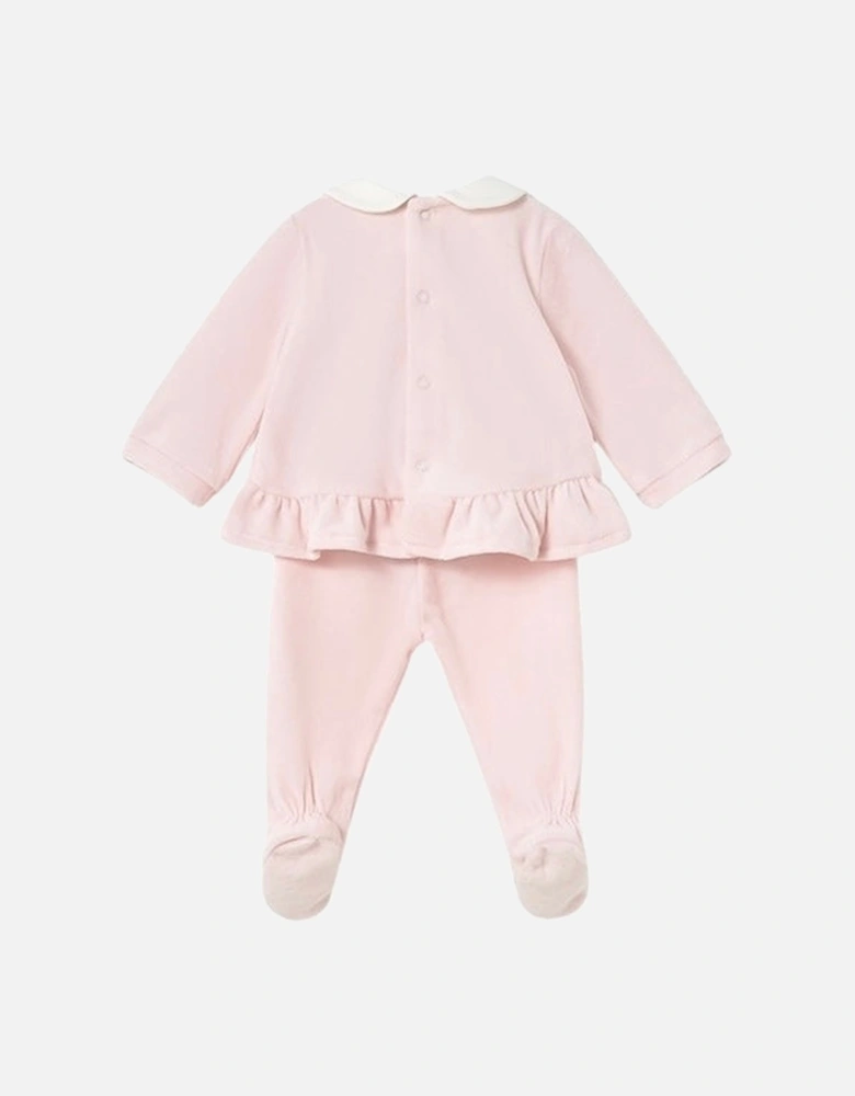 Girls Pale Pink Velour Pant Set