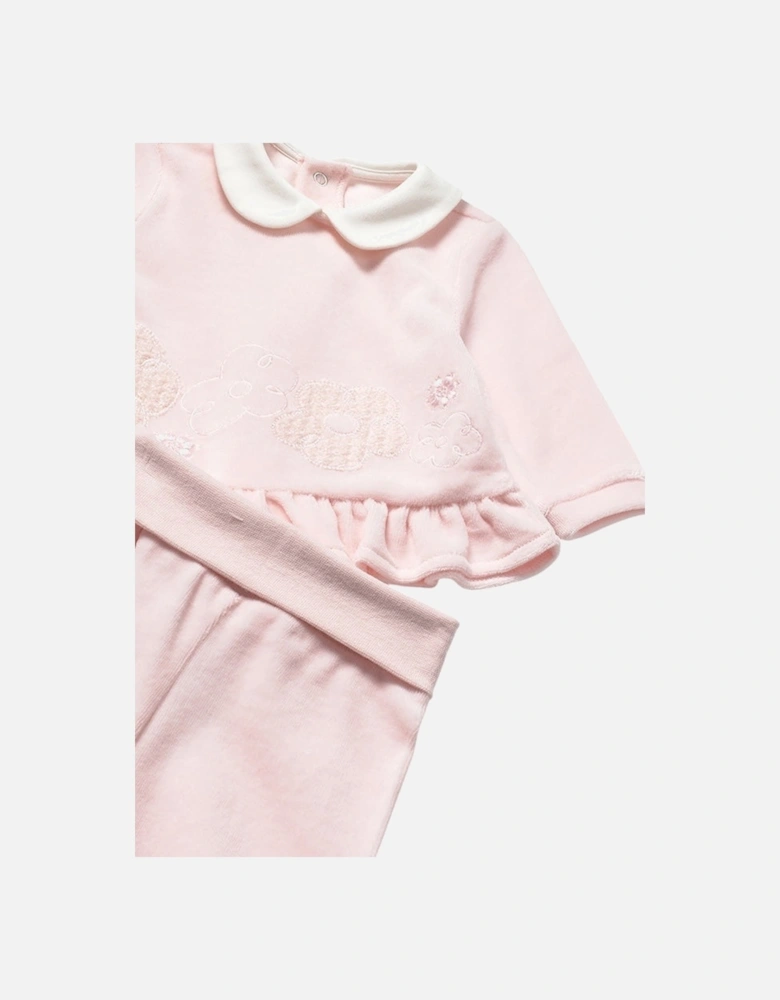 Girls Pale Pink Velour Pant Set