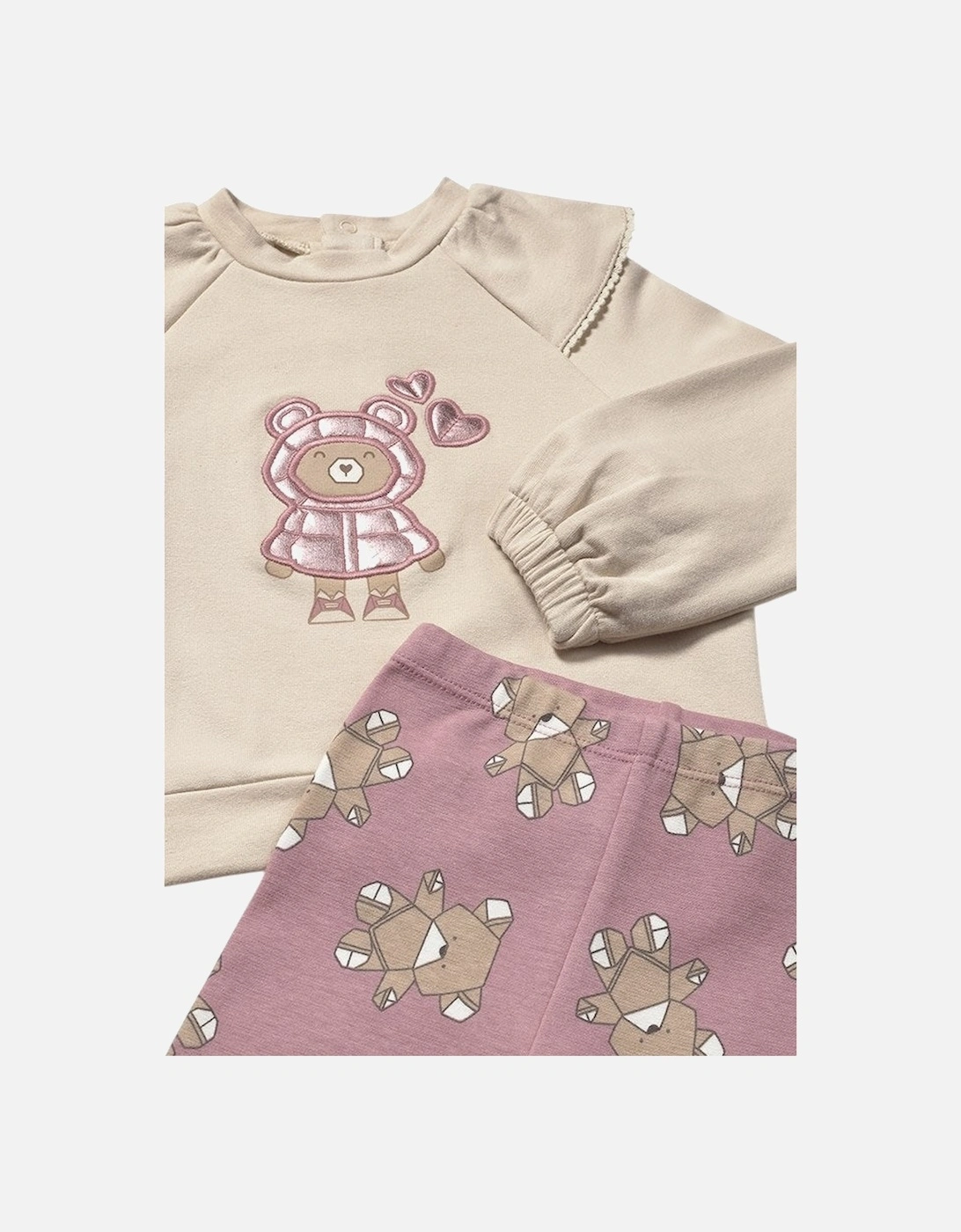 Girls Pink Bear Jumper Legging Set